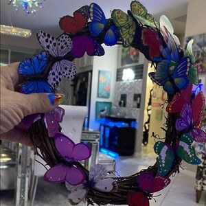 Source Unknown Colorful Butterfly Wreath